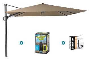 Platinum Challenger zweefparasol T2 - 3x3 m. - Taupe - met ingraafvoet en hoes