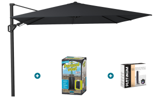 Platinum Challenger zweefparasol T2 - 3x3 m. - Jet Black - met ingraafvoet en hoes