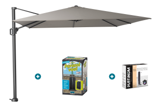 Platinum Challenger Premium T1 3x3 m - Manhattan Grey met ingraafvoet en hoes