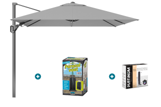 Platinum Voyager zweefparasol T2 2,7x2,7 - Grijs met ingraafvoet en hoes