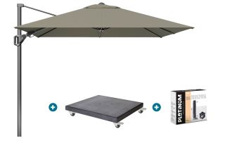 Platinum Voyager zweefparasol T2 2,7x2,7 m. - Taupe met Modena voet en hoes