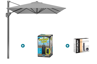 Platinum Voyager zweefparasol T1 3x2 m. - Light Grey met ingraafvoet en hoes