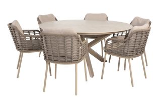 Taste Puglia/Prado 6-persoons ronde dining tuinset Ø160 cm. - Latte