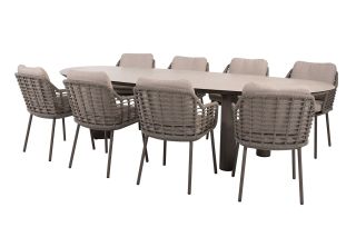 Taste Puglia/Denia 8-persoons organische (mango-vorm) tuinset 290x110 cm. - Terre