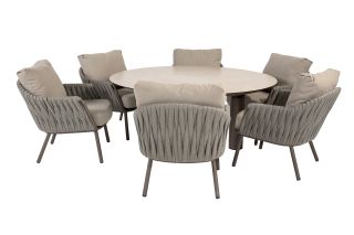 Taste Cannes/Donato 6-persoons ronde low dining tuinset Ø160 cm. - Terre
