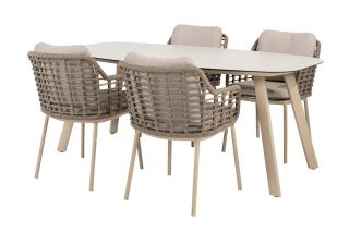 Taste Puglia/Manolo 4-persoons deens ovale dining tuinset 180x95 cm. - Latte