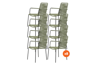 Set van 8 - Denver Rope stapelbare stoel - Groen