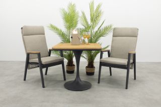 Solaro/Toscara verstelbare bistroset 80x80 cm. - Light rope/Teak