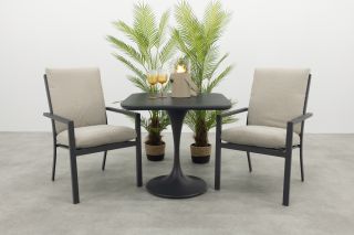 Sergio/Toscara bistroset 80x80 cm. - Zand/Keramiek