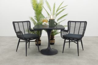 Jasmine/Toscara bistroset 80x80 cm. - Zwart/Keramiek