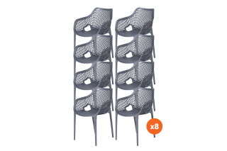 Set van 8 - Madino Air stapelbare stoel - Grijs