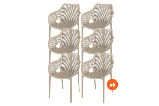 Set van 6 - Madino Air stapelbare stoel - Taupe