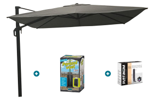 Nesling Coolfit zweefparasol 3x3 - antraciet - ingraafvoet en hoes