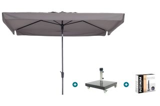 Madison Delos Luxe stokparasol 200x300 cm. - Taupe met Granada voet en hoes