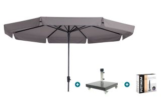 Madison Syros Luxe stokparasol Ø350 cm. - Taupe met Granada voet en hoes