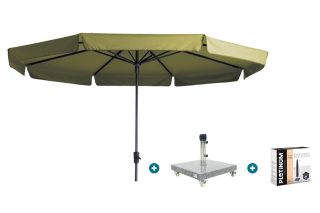 Madison Syros Luxe stokparasol Ø350 cm. - Sage green met Sevilla voet en hoes