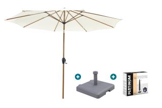 Kayu Stokparasol Ø300 cm. - Ecru/Woodlook met sleepvoet & hoes