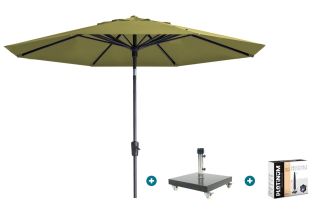 Madison Paros 2 Luxe stokparasol 3 m. rond - Sage green met Granada voet en hoes