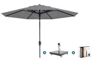 Madison Paros 2 Luxe stokparasol 3 m. rond - Light grey met Granada voet en hoes