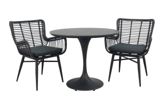 Jasmine/Toscara ronde bistroset Ø90 cm. - Zwart/Keramiek