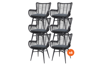 Set van 6 - Jasmine dining tuinstoel - Black