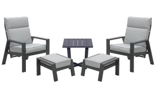 Max verstelbare loungestoelen incl. voetenbank + Ivy bijzettafeltje