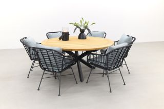 Garden Impressions Margriet zwart/Taste Prado 160 cm. - Ronde tuinset