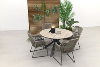 4 Seasons Ramblas naturel / Garden Impressions Edison 122 cm. - ronde tuinset