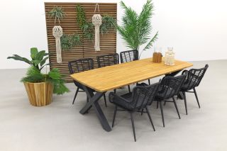 Jasmine black / Sefa tuintafel - Teak - tuinset 7-delig