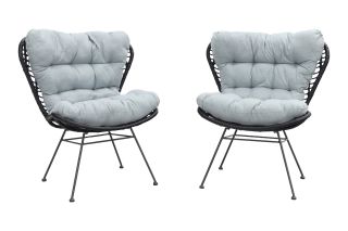 Libelle retro loungestoel - set van 2 - zwart