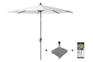 Platinum Riva stokparasol 2,5 m. rond - White met voet en hoes