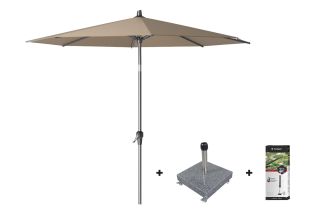 Platinum Riva stokparasol 2,5 m. rond - Taupe met voet en hoes