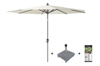 Platinum Riva stokparasol 3 m. rond - Ecru met voet en hoes