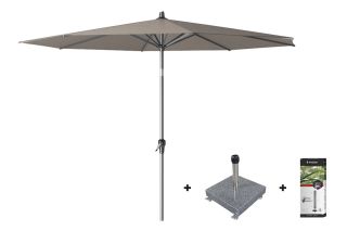 Platinum Riva stokparasol 3 m. rond - Premium - Havanna Taupe met voet en hoes