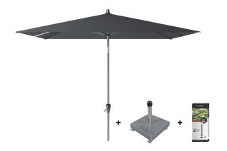 Platinum Riva stokparasol 2.5x2.5 - Antraciet met voet en hoes