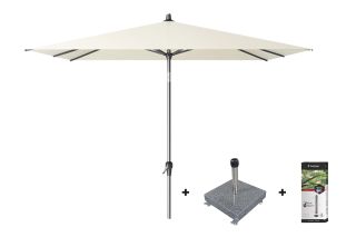 Platinum Riva stokparasol 2.5x2.5 - Ecru met voet en hoes