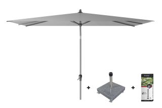 Platinum Riva stokparasol 3x2 - Light Grey met voet en hoes