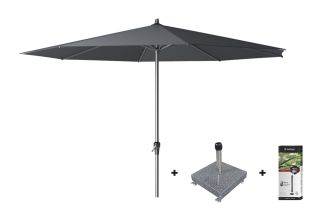 Platinum Riva stokparasol 3.5 m. rond - Antraciet met voet en hoes