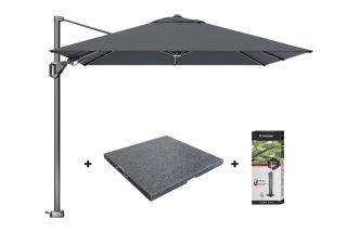 Platinum Voyager zweefparasol - T2 - 2,7x2,7 m. - Antraciet met hoes en voet