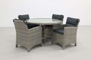 Ronde wicker tuinset Oliva / Felina - Paloma grijs