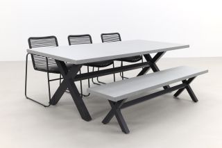 Elba antraciet/Verona antraciet 220 cm. tuinset met bank - 5-delig