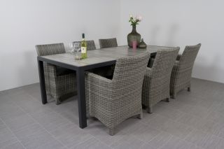 Hartman Tanger tuintafel 228 cm. - Oliva tuinstoel Paloma grijs
