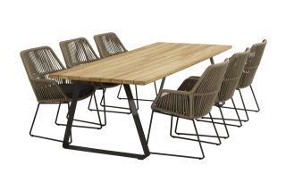 4 Seasons Ramblas tuinstoel + Taste Basso tuintafel 240 cm. - 7 delig