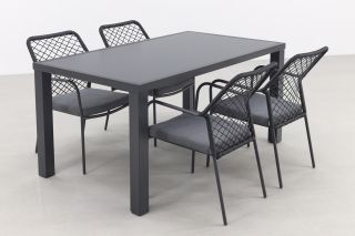 Dido Black/Alma 160 cm. - stapelbare tuinset - 5-delig 