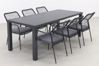 Dido Black/Alma 210 cm. - stapelbare tuinset - 7-delig 