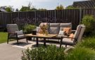 Solaro/Medina up&down verstelbare (5-persoons) stoel-bank loungeset - Zand / Teak