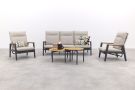Solaro/Valletta verstelbare (5-persoons) stoel-bank loungeset - Zand / Teak