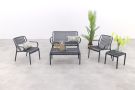 Stripe stoel-bank loungeset antraciet 4-delig 