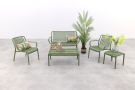 Stripe stoel-bank loungeset mosgroen 4-delig 
