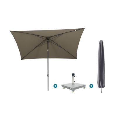 4SO Oasis stokparasol 200x250 cm. - Taupe Sevilla voet en hoes